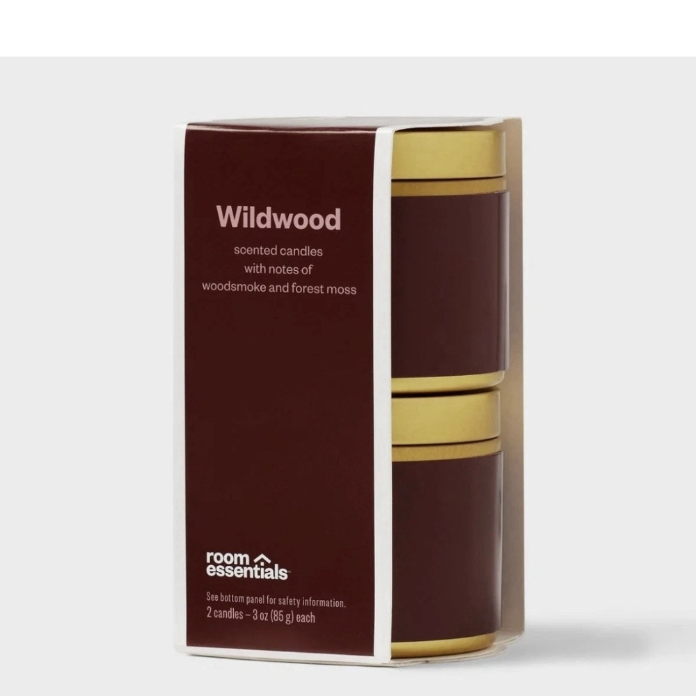 Room Essentials Wildwood Scented Candle Set - Brown and Gold